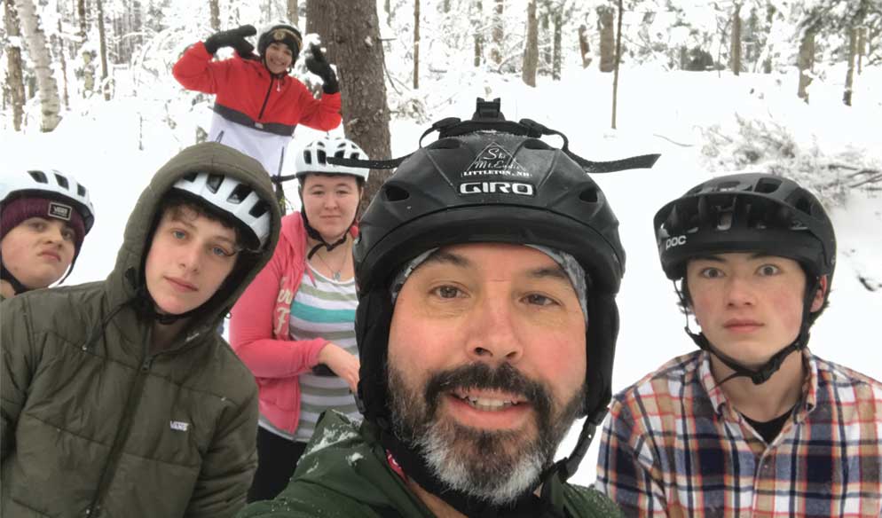 Mr. Harkless and class during a winter ride at PRKR trails
